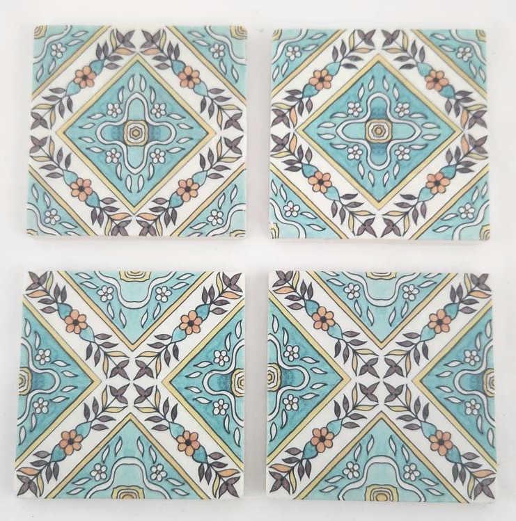 4 Screencraft Painted Ceramic Tile Coasters (1 of 6)