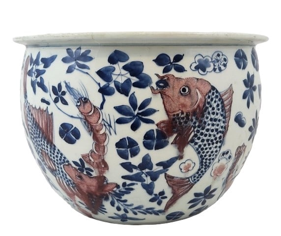 Chinese Pottery Ceramic Fish Bowl Jardiniere (1 of 7)