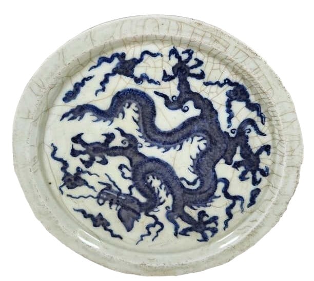 Chinese Blue & White Porcelain Dragon Platter Dish (1 of 6)