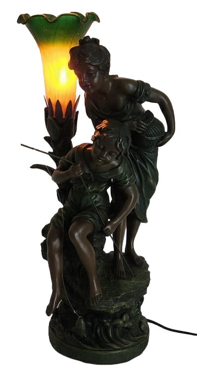 Art Nouveau Style Bronzed Resin Sculpture Lamp (1 of 9)