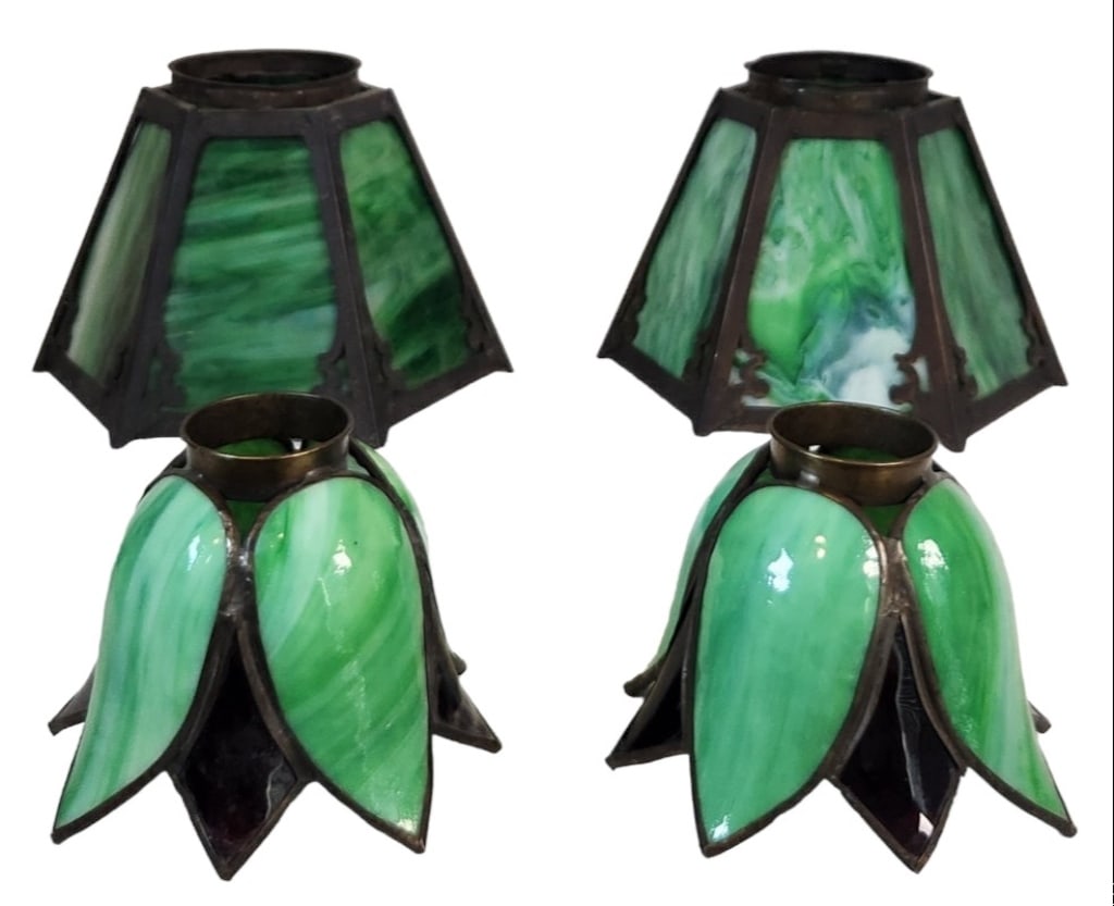 Four Vintage or Antique Slag Glass Lamp Shades (1 of 13)