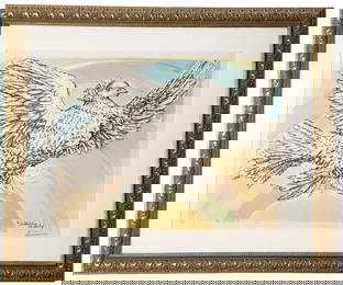 Pablo Picasso Pencil Signed Rainbow Dove of Peace