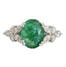 18k White Gold Ring w/ 2.57 ct. Emerald & Diamonds