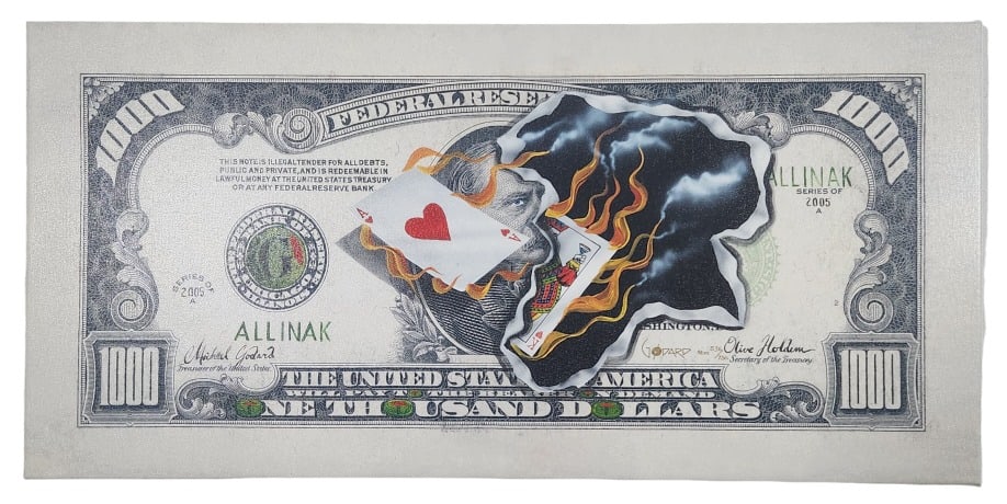 Michael Godard Signed $1000 Bill All In, Big Slick (1 of 14)