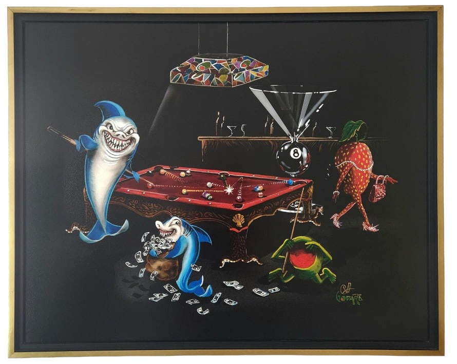 M. Godard Signed Pool Shark Bar Embellished Giclee (1 of 7)