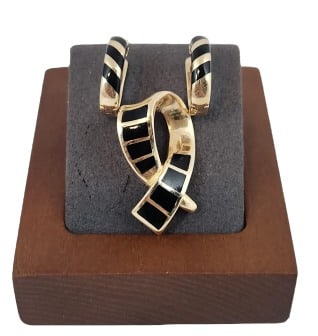 Black Coral Pendant & Earrings Set in 14k Gold (1 of 8)