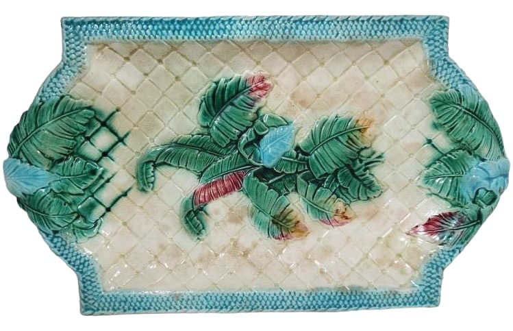 Antique Majolica Banana Leaf Tray Platter (1 of 9)