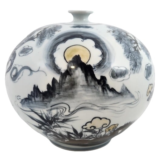 Asian Porcelain Deer Motif Table Vase (1 of 7)