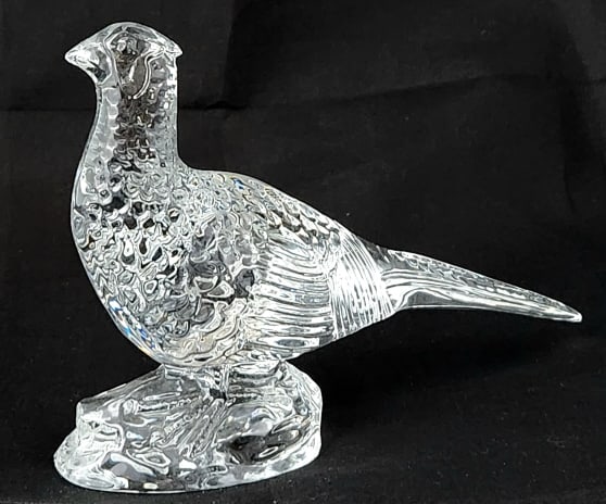 Waterford Crystal Pheasant Figurine: Waterford Crystal glass pheasant figurine. Measures 7" long x 5" tall.