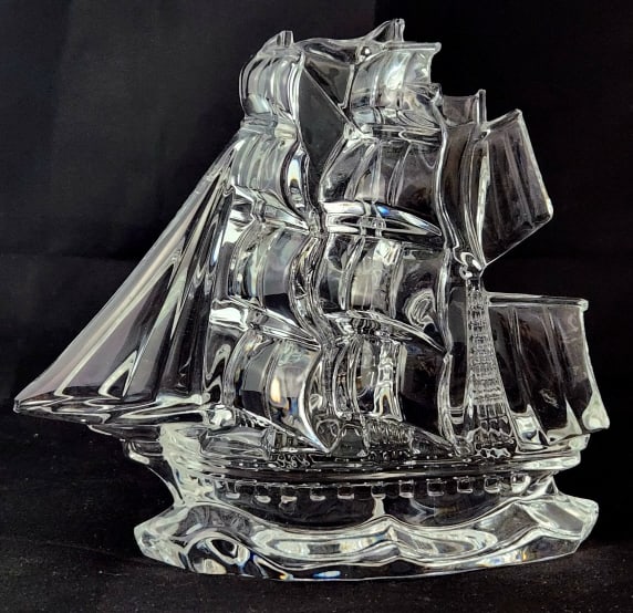 Waterford Crystal Glass Clipper Ship Figurine: Waterford Crystal Clipper figurine, the piece stands 5 1/2" tall x 6 1/2" wide.