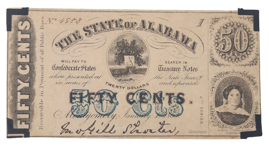 1863 State of Alabama Fractional Currency Note (1 of 9)