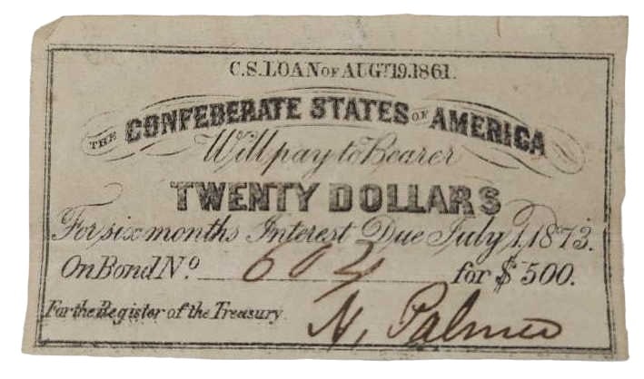 1861 Confederate States $20 Loan Note (1 of 8)
