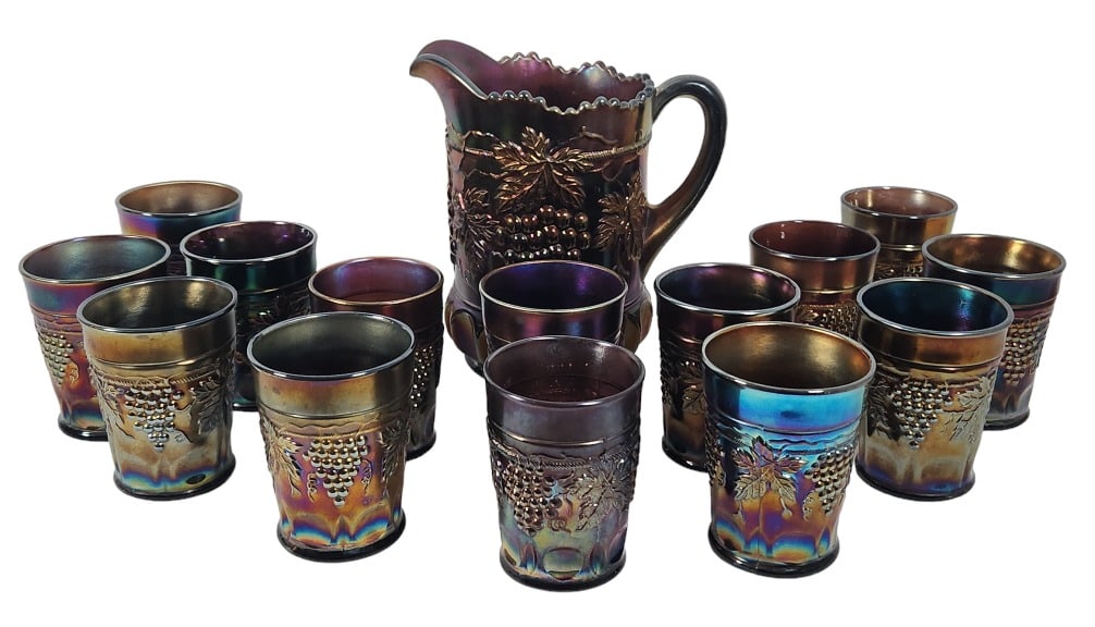 Northwood Amethyst Carnival Glass Water Set (1 of 13)