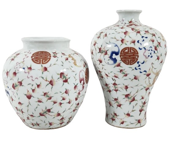 Chinese Ceramic Peach Motif Vases (1 of 8)