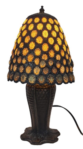 Bronze Hoosin Style Shell Art Glass Table Lamp (1 of 9)