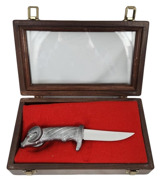 Michael Ricker Pewter Ram Handle LE Knife w/ Case (1 of 9)
