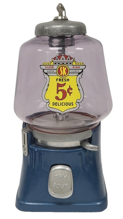 Vintage Silver King 5 Cent Gumball Machine (1 of 9)