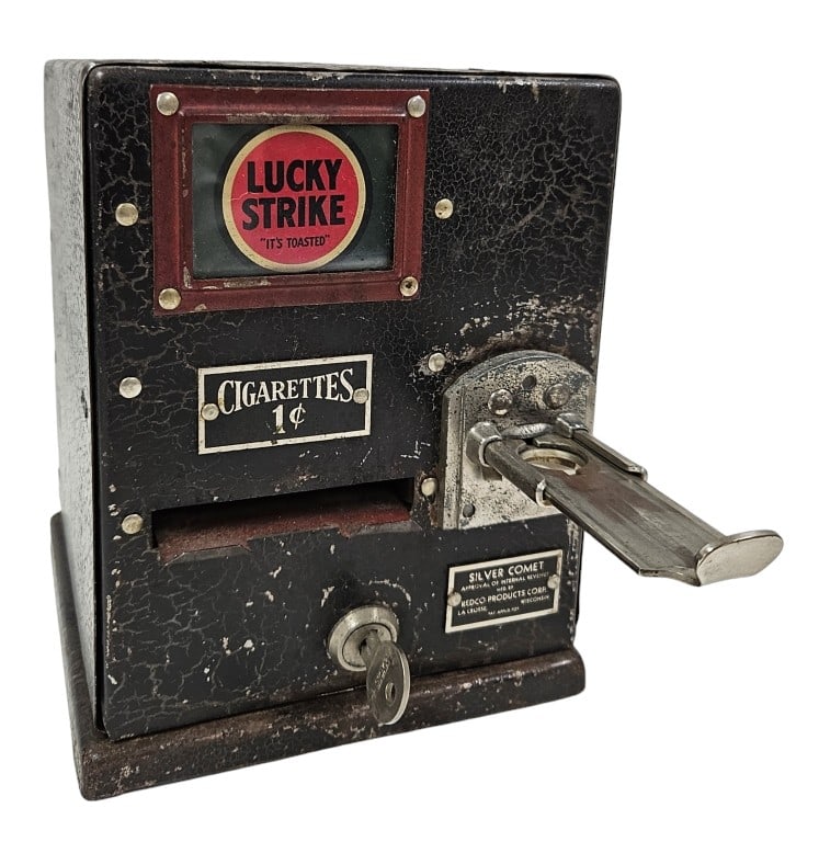 1930s Silver Comet 1 Cent Cigarette Vending Mach. (1 of 11)