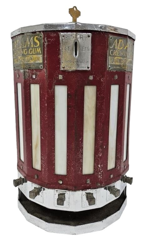 Adams Chewing Gum 1c Slag Glass Hexagon Machine (1 of 11)