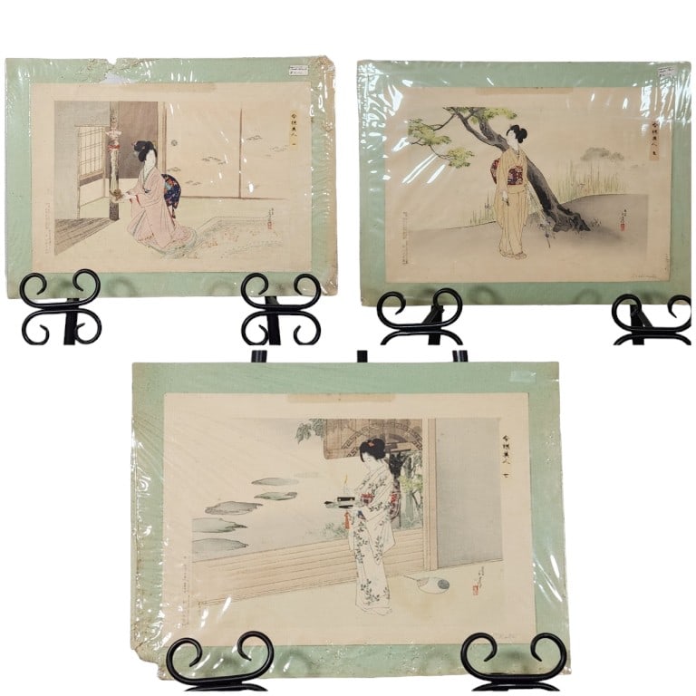 3  Vintage Japanese Wood Block Prints (1 of 10)