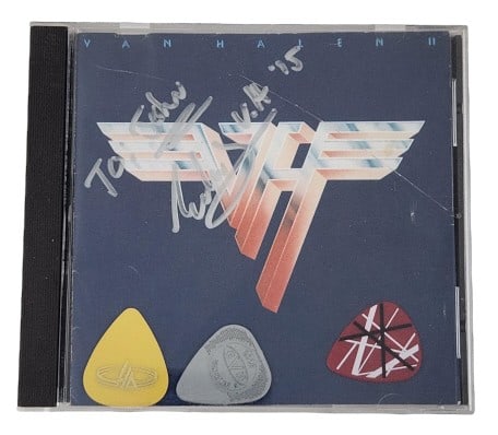 Eddie Van Halen Signed CD with 3 Picks, 1 Gold (1 of 7)
