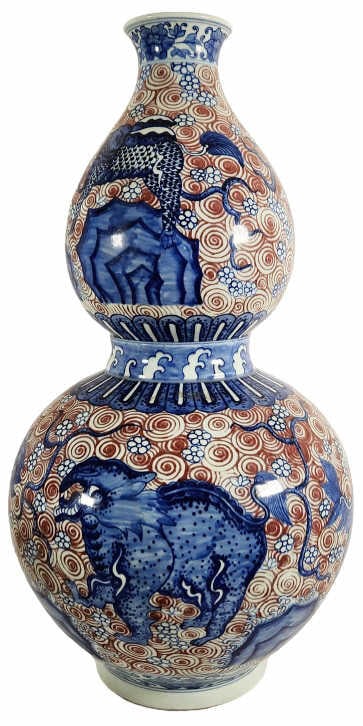 Chinese Red Blue White Double Gourd Vase (1 of 8)