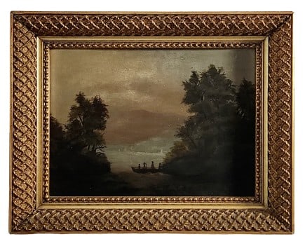 Vintage Original Lake Scene Oil Painting on Board (1 of 5)