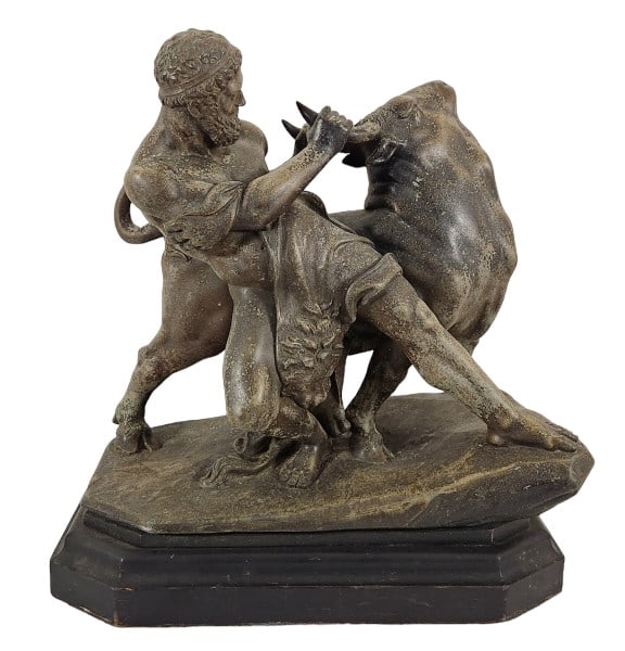 15" Vintage Chinese Bronze Man with Bull Sculpture (1 of 7)