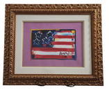 Peter Max Signed Flag with Heart Mixed Media