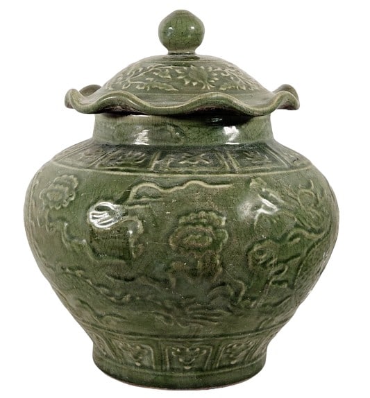 Chinese Ceramic Green Glaze Dragon Jar 22794 (1 of 8)