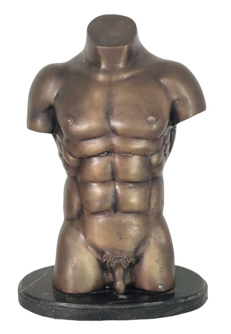 Quality 20" Signed Male Torso Bronze Sculpture (1 of 8)