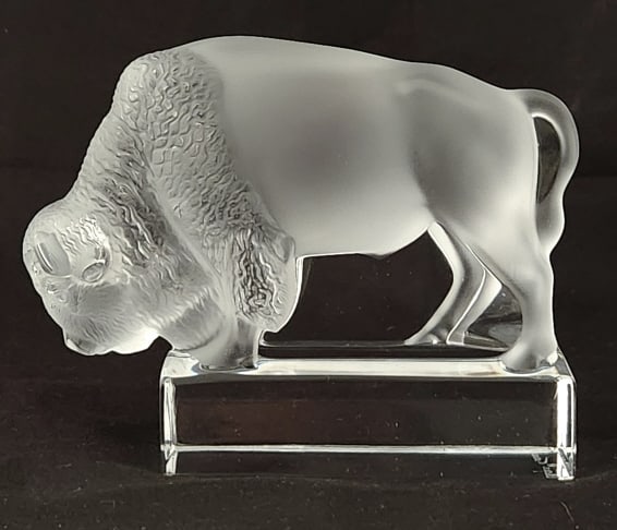 Lalique France Crystal Frosted Buffalo Figurine (1 of 4)