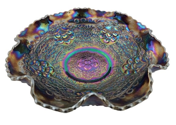 Fenton Cherry Chain Amethyst Carnival Glass Bowl (1 of 5)