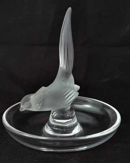 Lalique France Frosted Pheasant Crystal Ring Tray (1 of 5)
