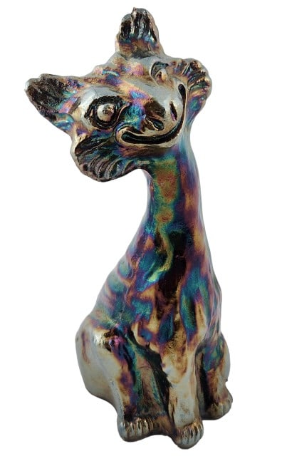 Fenton "Alley Cat" Carnival Glass Cat Statue (1 of 6)