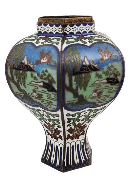 Small Asian Cloisonne Panel Vase (1 of 5)