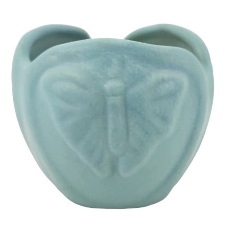 Van Briggle Pottery Ming Blue Butterfly 3" Vase (1 of 5)