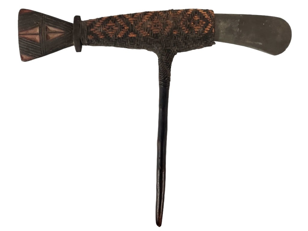 Papua New Guinea Carved and Weaved Ceremonial Axe (1 of 9)