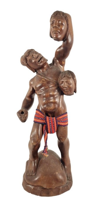 Vintage MCM Headhunter Carved Wood Sculpture (1 of 6)