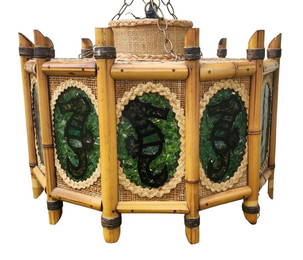 Rare Oceanic Arts Bamboo 12 Panel Seahorse Lamp