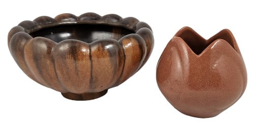 Van Briggle Brown Tulip Vase and Fulper Bowl (1 of 11)