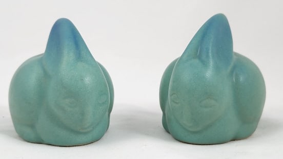 Pair of Van Briggle Ming Blue Bunny Rabbits (1 of 6)
