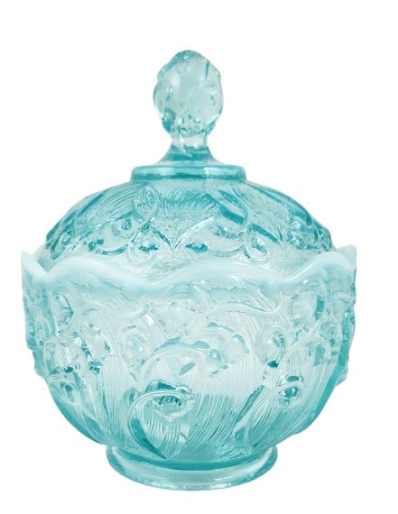 Vintage Fenton Blue Opalescent Glass Dish (1 of 6)