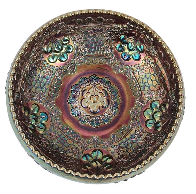 Fenton Dark Amethyst Carnival Glass Cherry Bowl (1 of 5)