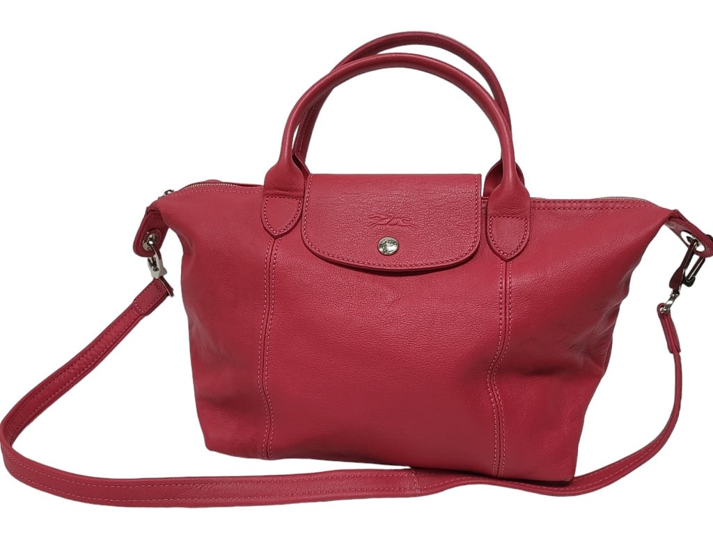 Longchamp Le Pliage Leather Satchel Peony Pink (1 of 10)