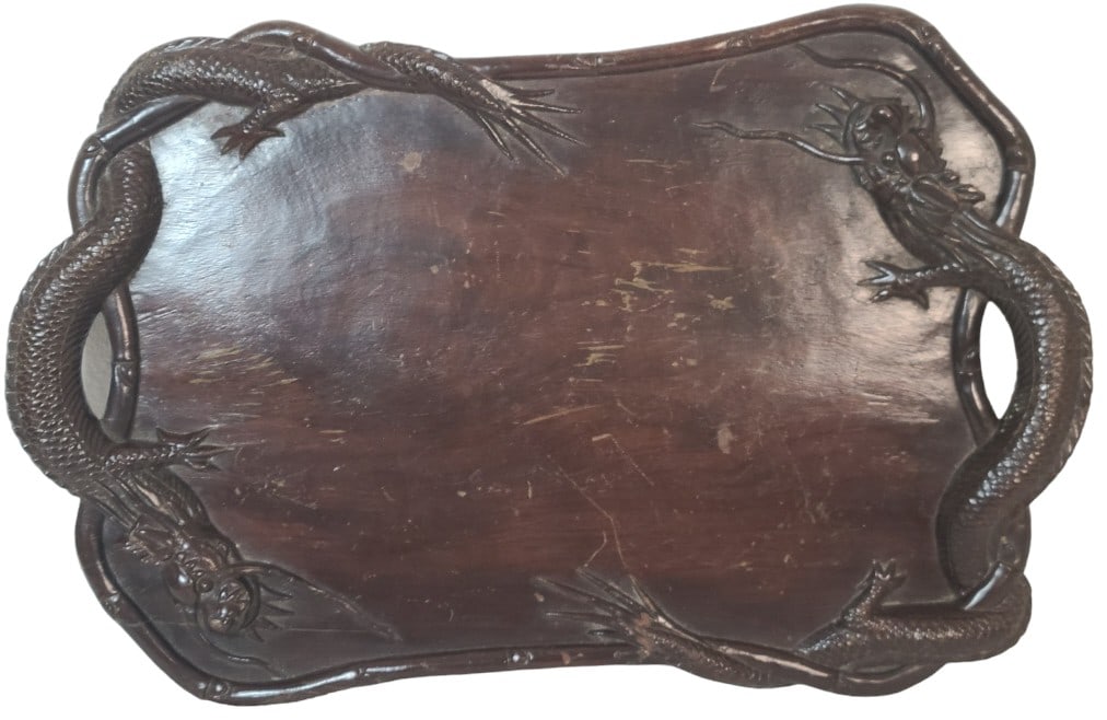 Double Handled Vintage Wooden Dragon Tray (1 of 7)