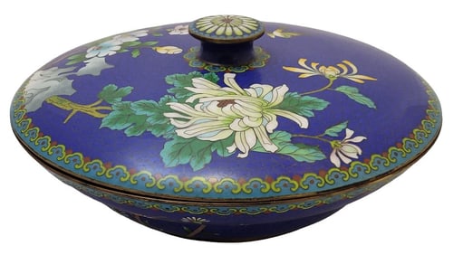 Chinese Cloisonne Enamel Covered Serving Dish