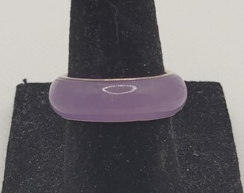 Purple Jade & 14k Gold Ring