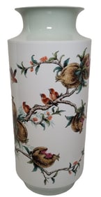 22" Chinese Porcelain Pomegranate Floral Vase