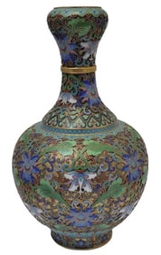 Chinese Cloisonne Gilded Copper Lotus Flower Vase